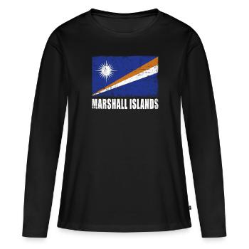 Drapeau des Îles Marshall Grunge Drapeau des Îles Marshall - T-shirt manches longues Premium bio Femme - noir - Devant - Julia (174cm)