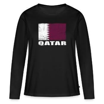 Qatar Flag Grunge Qatar Flag - T-shirt manches longues Premium bio Femme - noir - Devant - Julia (174cm)