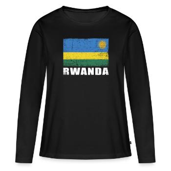 Drapeau du Rwanda Grunge Drapeau du Rwanda - T-shirt manches longues Premium bio Femme - noir - Devant - Julia (174cm)