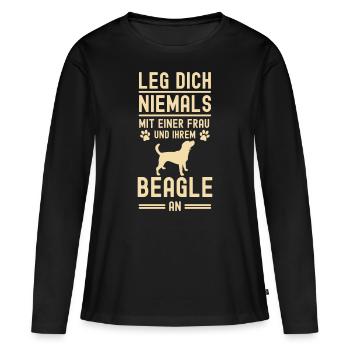Propriétaire de Beagle Dicton drôle - T-shirt manches longues Premium bio Femme - noir - Devant - Julia (174cm)