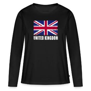 Drapeau du Royaume-Uni Grunge Royaume-Uni - T-shirt manches longues Premium bio Femme - noir - Devant - Julia (174cm)