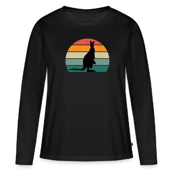 Kangourous Kangourou Sacs Sauter Boîtes Kangourou - T-shirt manches longues Premium bio Femme - noir - Devant - Julia (174cm)