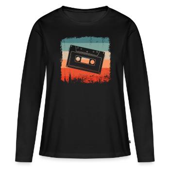 Audio Cassette Retro Tape - T-shirt manches longues Premium bio Femme - noir - Devant - Julia (174cm)