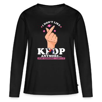 K-pop J’adore la K-pop - T-shirt manches longues Premium bio Femme - noir - Devant - Julia (174cm)