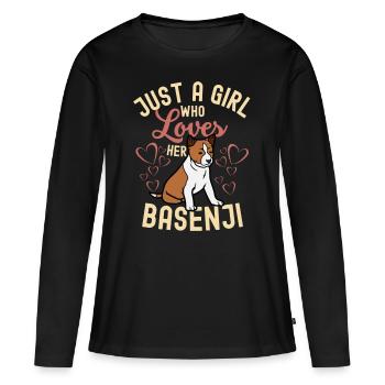 Süßer Basenji Welpe Liebhaber Kawaii - Frauen Premium Bio Langarmshirt - Schwarz - Vorne - Julia (174cm)