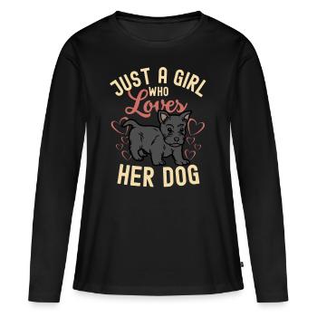 Süßer Scottish Terrier Welpe Liebhaber Kawaii - Frauen Premium Bio Langarmshirt - Schwarz - Vorne - Julia (174cm)