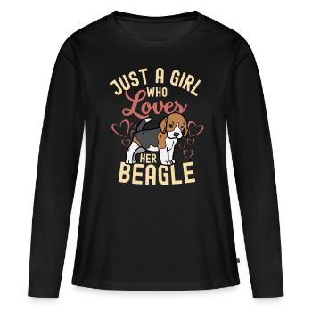 Beagle puppy dog cute beagle kawaii - Women's Premium Organic Long Sleeve Shirt - black - Front - Julia (174cm)