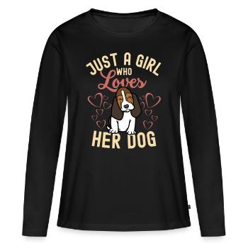 Sweet Basset Hound Puppy Lover Kawaii - Women's Premium Organic Long Sleeve Shirt - black - Front - Julia (174cm)