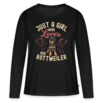 Doux Rottweiler amateur kawaii - T-shirt manches longues Premium bio Femme - noir - Devant - Julia (174cm)