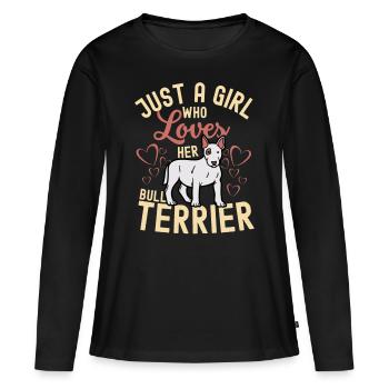 Süßer Bullterrier Welpe Liebhaber Kawaii - Frauen Premium Bio Langarmshirt - Schwarz - Vorne - Julia (174cm)