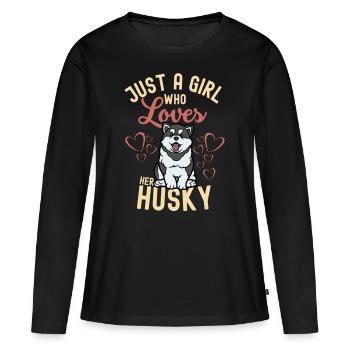 Sweet Husky Lover Kawaii - Women's Premium Organic Long Sleeve Shirt - black - Front - Julia (174cm)