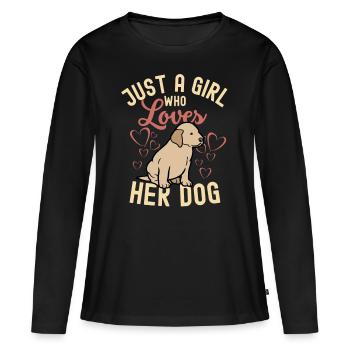 Sweet Labrador Retriever Lover Kawaii - T-shirt manches longues Premium bio Femme - noir - Devant - Julia (174cm)