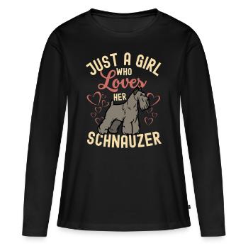 Doux Schnauzer Dog Lover Kawaii - T-shirt manches longues Premium bio Femme - noir - Devant - Julia (174cm)