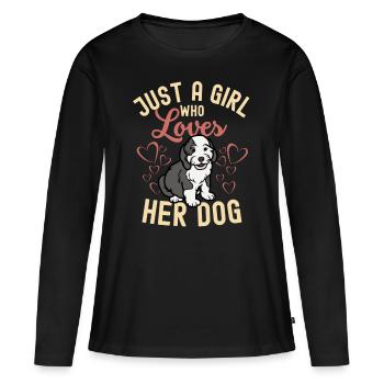 Mignon Bobtail Puppy Lover Kawaii - T-shirt manches longues Premium bio Femme - noir - Devant - Julia (174cm)