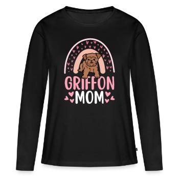 Sweet Brussels Griffon Dog Lover Kawaii - T-shirt manches longues Premium bio Femme - noir - Devant - Julia (174cm)