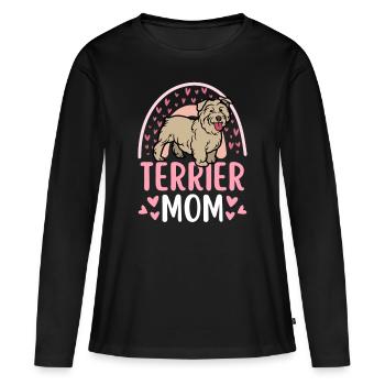 Mignon Glen d’Imaal Terrier amoureux des chiots kawaii - T-shirt manches longues Premium bio Femme - noir - Devant - Julia (174cm)