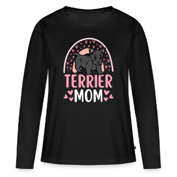 Süßer Scottish Terrier Welpe Liebhaber Kawaii - Frauen Premium Bio Langarmshirt - Schwarz - Vorne - Julia (174cm)