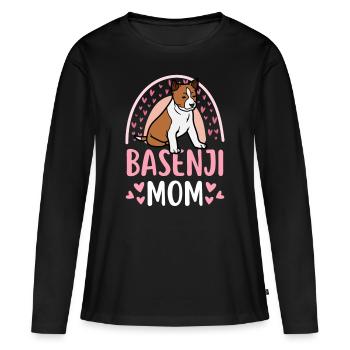 Süßer Basenji Hund Liebhaber Kawaii - Frauen Premium Bio Langarmshirt - Schwarz - Vorne - Julia (174cm)