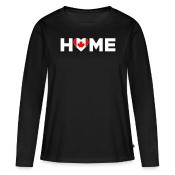 Canada Accueil Drapeau du Canada Canada Amour - T-shirt manches longues Premium bio Femme - noir - Devant - Julia (174cm)