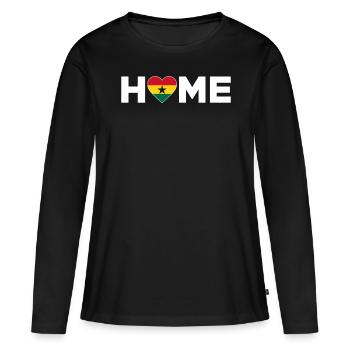 Ghana Accueil Ghana Drapeau Ghana Amour - T-shirt manches longues Premium bio Femme - noir - Devant - Julia (174cm)
