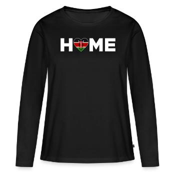 Kenya Accueil Kenya Drapeau Kenya Amour - T-shirt manches longues Premium bio Femme - noir - Devant - Julia (174cm)