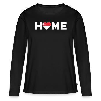 Singapour Accueil Singapour Drapeau Singapour Amour - T-shirt manches longues Premium bio Femme - noir - Devant - Julia (174cm)