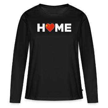 Chine Accueil Chine Drapeau Chine Amour - T-shirt manches longues Premium bio Femme - noir - Devant - Julia (174cm)