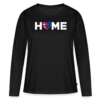Népal Accueil Népal Drapeau Népal Amour - T-shirt manches longues Premium bio Femme - noir - Devant - Julia (174cm)