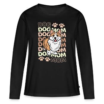 Mignon gallois Corgi Dog Lover Kawaii - T-shirt manches longues Premium bio Femme - noir - Devant - Julia (174cm)