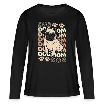 Süßer Mops Liebhaber Kawaii Mops Mama - Frauen Premium Bio Langarmshirt - Schwarz - Vorne - Julia (174cm)