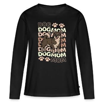 Doux suédois Vallhund Lover Kawaii - T-shirt manches longues Premium bio Femme - noir - Devant - Julia (174cm)