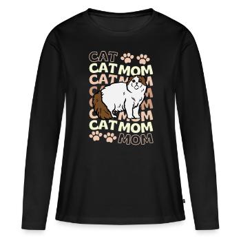 Cute Scottish Fold Cat Mama Scottish Folding Ear - Women's Premium Organic Long Sleeve Shirt - black - Front - Julia (174cm)