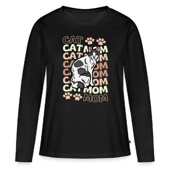 Mignon chat japonais Bobtail Mama - T-shirt manches longues Premium bio Femme - noir - Devant - Julia (174cm)