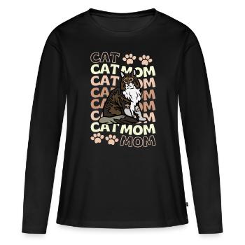 Cute Maine Coon Cat Mom - Women's Premium Organic Long Sleeve Shirt - black - Front - Julia (174cm)