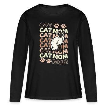 Süße Siam Katze Mama - Frauen Premium Bio Langarmshirt - Schwarz - Vorne - Julia (174cm)