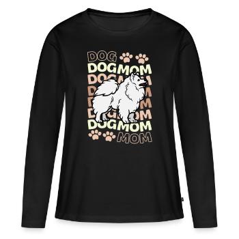 Doux Spitz allemand Mama Kawaii - T-shirt manches longues Premium bio Femme - noir - Devant - Julia (174cm)