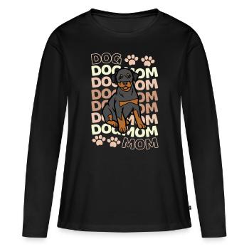 Süßer Dobermann Hund Mama Kawaii - Frauen Premium Bio Langarmshirt - Schwarz - Vorne - Julia (174cm)