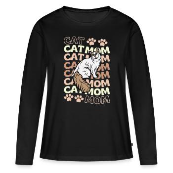 Cute Turkish Van Cat Mom - Women's Premium Organic Long Sleeve Shirt - black - Front - Julia (174cm)
