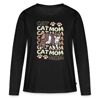 Mignon Manx Cat Maman - T-shirt manches longues Premium bio Femme - noir - Devant - Julia (174cm)