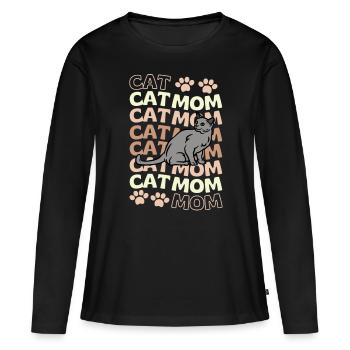 Süße Russisch Blau Katze Mama - Frauen Premium Bio Langarmshirt - Schwarz - Vorne - Julia (174cm)