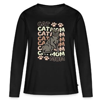Mignon Korat Cat Mama - T-shirt manches longues Premium bio Femme - noir - Devant - Julia (174cm)