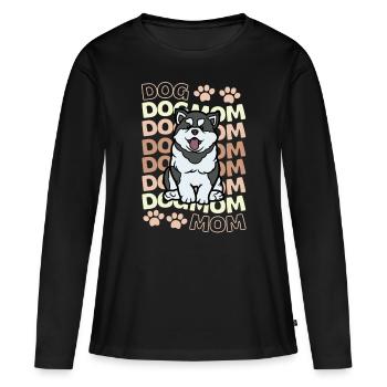 Süßer Husky Mama Kawaii - Frauen Premium Bio Langarmshirt - Schwarz - Vorne - Julia (174cm)