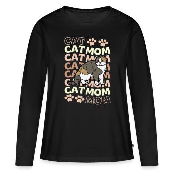 Cute Scottish Fold Cat Mama Scottish Folding Ear - Women's Premium Organic Long Sleeve Shirt - black - Front - Julia (174cm)
