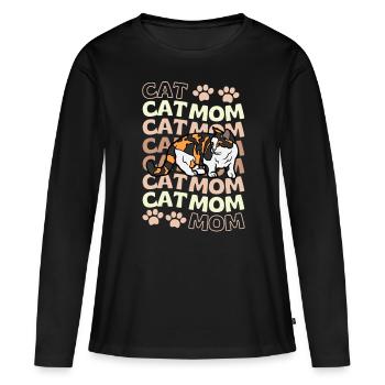 Süße Munchkin Katze Mama - Frauen Premium Bio Langarmshirt - Schwarz - Vorne - Julia (174cm)