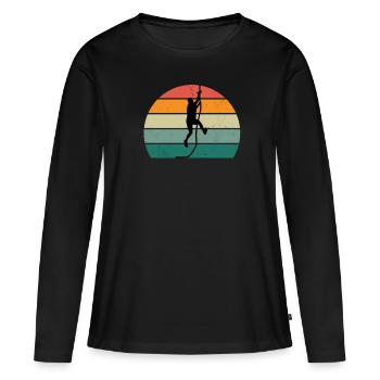 Kletterer Klettererin Bouldern Boulderin Klettern - Frauen Premium Bio Langarmshirt - Schwarz - Vorne - Julia (174cm)