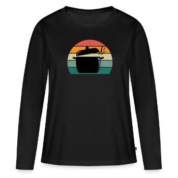 Cuisinier Cuisine Restaurant Bar Bistro - T-shirt manches longues Premium bio Femme - noir - Devant - Julia (174cm)