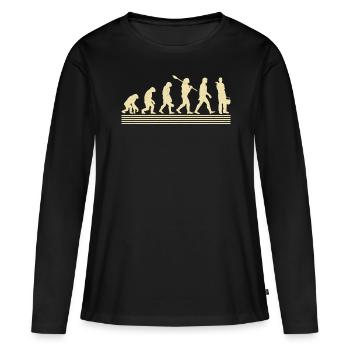 Évolution de la plomberie - T-shirt manches longues Premium bio Femme - noir - Devant - Julia (174cm)