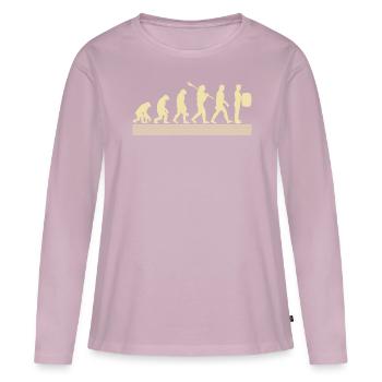 Évolution des vignerons - T-shirt manches longues Premium bio Femme - rose poudré - Devant - Julia (174cm)