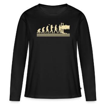 Évolution des ouvriers d’usine - T-shirt manches longues Premium bio Femme - noir - Devant - Julia (174cm)