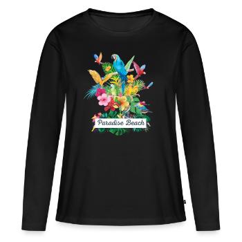 Paradise Beach - Women's Premium Organic Long Sleeve Shirt - black - Front - Julia (174cm)